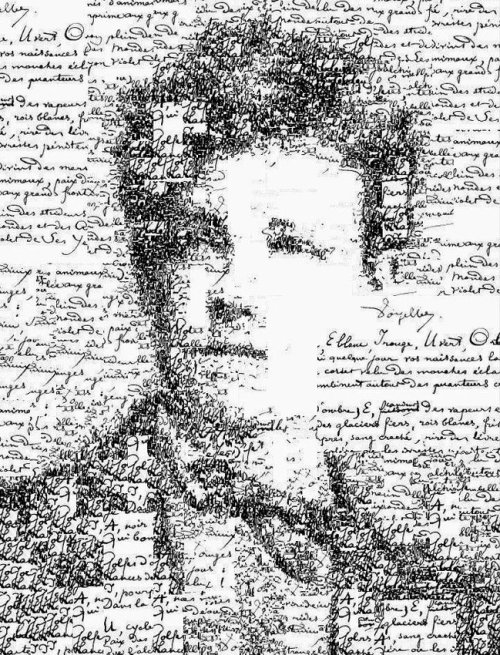 sergioalbiac:  Manuscript self portrait of Arthur Rimbaud - Generative calligraphic collage using one of his manuscript poems Part of my Great artists self-portraits series of generative collages. facebook 