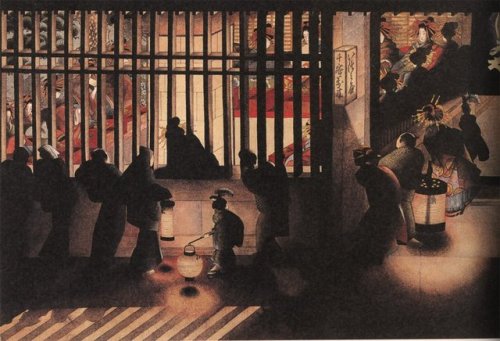 furtho:Oei Katsushika’s Night Scene In The Yoshiwara (via here)  Katsushika Ōi (daug