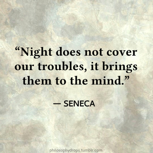 philosophydrops:“Night does not cover our troubles, it brings them to the mind.” – Seneca