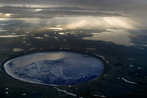 One of the most impressive impact craters on Earth, Pingualuit Crater in Ungava Peninsula / Canada (