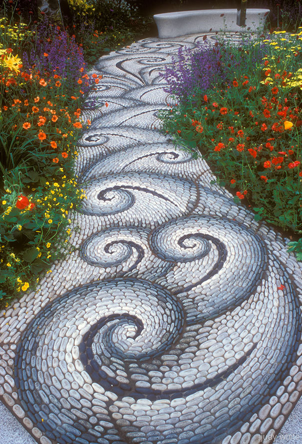 asylum-art:  10 Magical Pebble Paths That Flow Like Rivers   The garden or back-yard