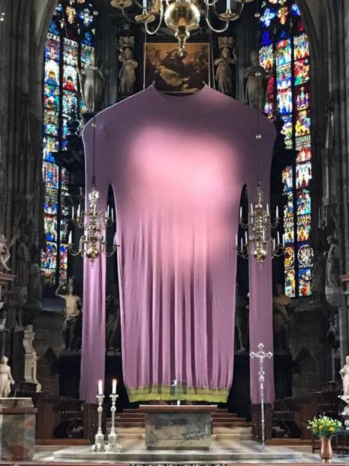 1millionsafeworkinghours:Purple sweater by Erwin Wurm replicating the purple veil (Fastentuch or fas