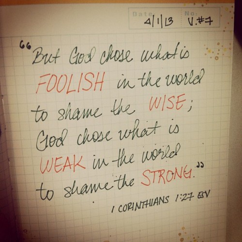 Beth Moore’s LPM Siesta Scripture Verse #7. “God chose what is foolish in the world to shame the wis