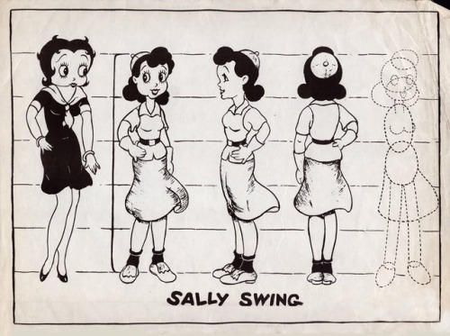 Model sheets of some side characters from the Betty Boop cartoons: Snooty, Fearless Fred, Bimbo, Jun