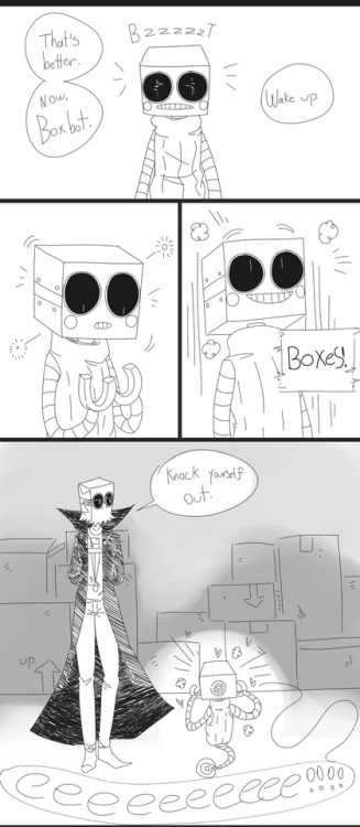 skribblie: The birth of Boxbot! (it’s so blurry ugh tumblr! Why u do this!)