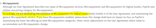   Heads up PayPal is changing ToS again  