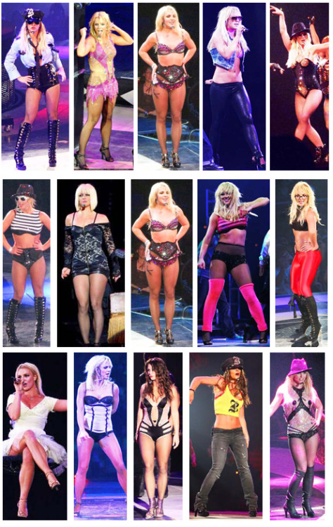 ricki-minaj:  triptoyourheart-britney:  Britney Spears  casas de cambio de vestuario 1998 - 2014 -Baby One More Time tour -Crazy 2k tour -Oops lo hice viaja otra vez -Dream Within A Dream Tour -Onyx Hotel Tour -House of Blues tour -The Circus