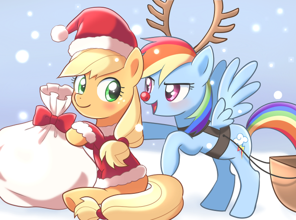 apple-rainboom:AJ Santa &amp; Reindeer Dashby りゅーさん&lt;3