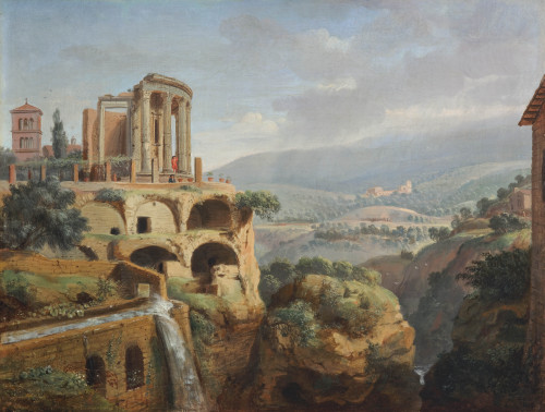 flemishgarden:Caspar van Wittel- View of the Temple of the Sibyl at Tivoli 1674oil on canvasFrits Lu