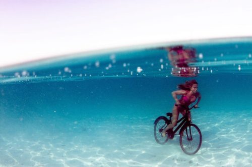 Riding a bike underwater …