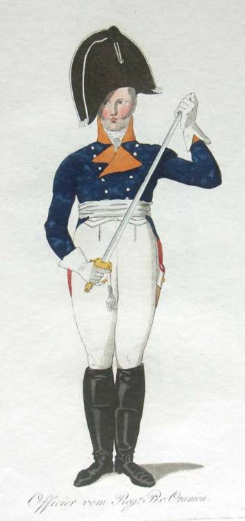 Prussia: Officer, Regiment Prinz von Oranien, 1806. The waist of this fellow&rsquo;s breeches ha