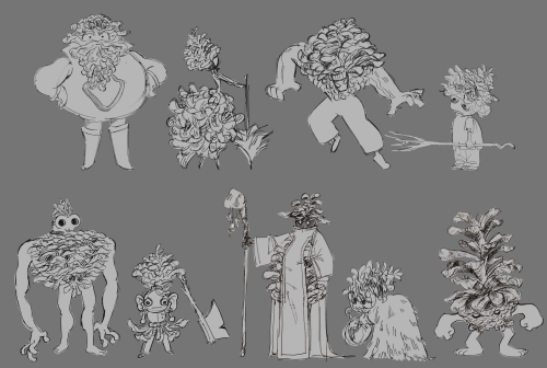 A couple of Pinecone people designs for a class assignment.