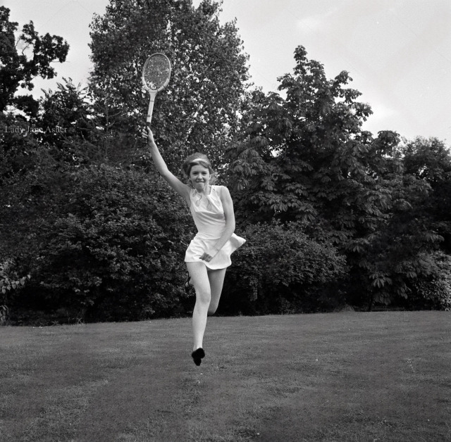 Beautiful Jane Asher portrayed while playing tennis. June 19th, 1965. 🤍 From shutterstock website. My edited version!