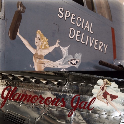 50caliberviking:  freeplanetickettonorthkorea:  boomerstarkiller67:  World War II Aircraft Nose Art  Love WWII art  Hey, Sentimental Journey’s based by my house!   Love this