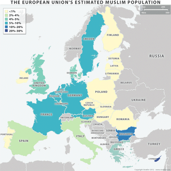 mapsontheweb:
“ Islam is the fastest growing religion in Europe - map of Muslim populations.
”