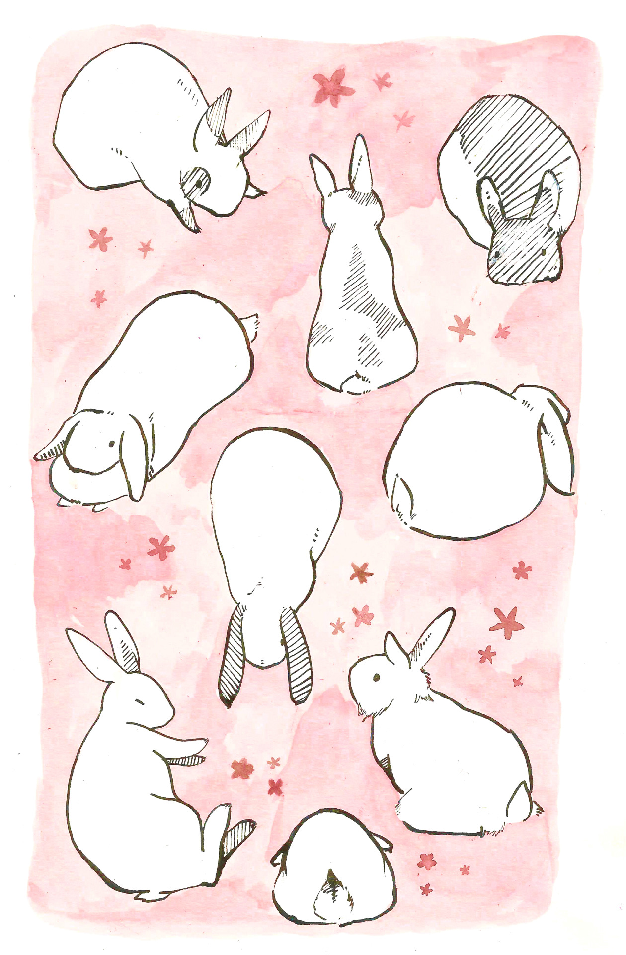 smokybun:   ✧ inktober day 14  ✧   a lot of bunnies w the cutest ink colour I’ve