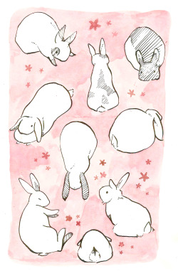 smokybun:   ✧ inktober day 14  ✧   a lot of bunnies w the cutest ink colour I’ve ever mixed 