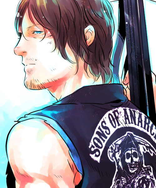dreamsofamalesubmissive:  beitae:  Daryl in the Sons of Anarchy vest *requested by