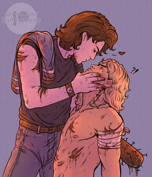 hunnystufff: Little drawing of Steve and Billy after they fought some demodogs at the end of S2… ins