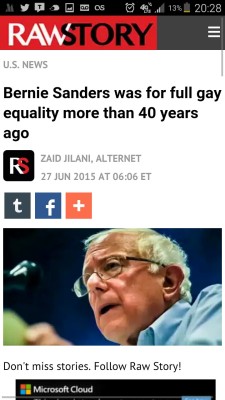 mxcleod:  Bernie Sanders wrote a letter he published in the early 1970’s, when he was a candidate for governor of Vermont from the Liberty Union Party, Sanders invoked freedom to call for the abolition of all laws related to homosexuality.   Notice