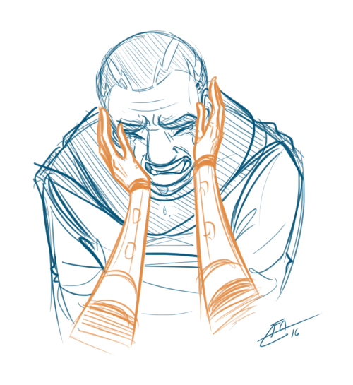 lledra-fanstuffs:  Hands that were now old cupped his face, the horror of time breaking past his wal