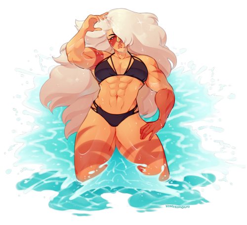 kingkimochi:a commission of Jasper from Steven Universe looking good at the beach for DjAirsurfer !!