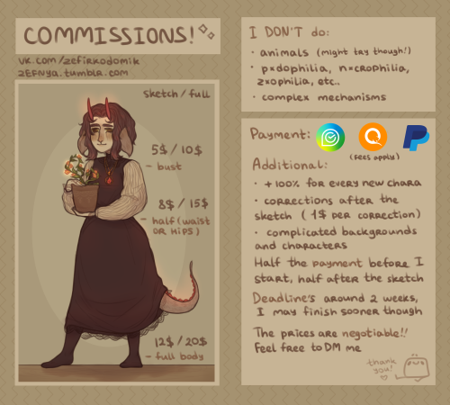 I’m happy to let you guys know I’m doing commissions from now on! It’s a brand new experience for me