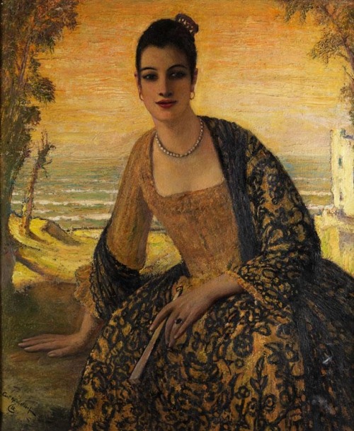 Carl KricheldorfPortrait of a young lady in Spanish dress