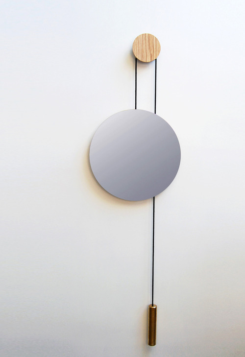 andreperron: Rise & Shine mirror Materials: Solid brass, smoked grey glass mirror, cotton rope, 