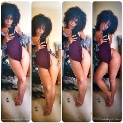 bluesey:  Getting ready. Thighs are looking thicker… my hips told me and my hips don’t lie anymore as that section is getting bigger too ;p lol. #hipsdontlie #wethair #flathair #curlyhair #3glasses #cinemamaybe