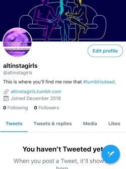 altinstagirls:  —————-CUM follow me on Twitter. @altinstagirlsPlease repost this and send me your Twitter names so we can find each other. We only have a few days left before this place is a graveyard. #tumblrisdead