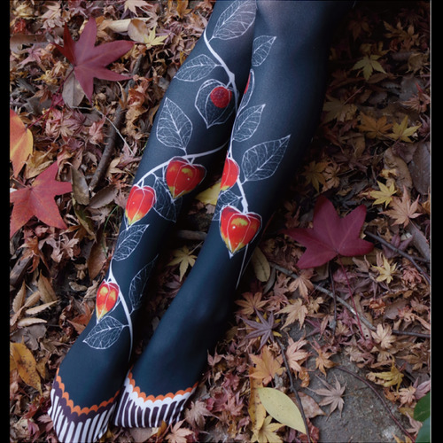 Hozuki (physallis/ground cherry) tights by Curiosite.Shop also have in stock this pretty skirt with 