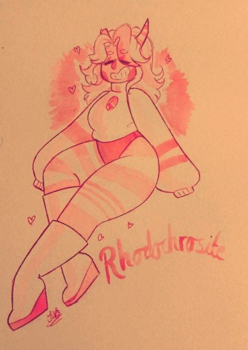 Before I begin Gemsona Week I should probably introduce you to Rhodochrosite! She&rsquo;s the la