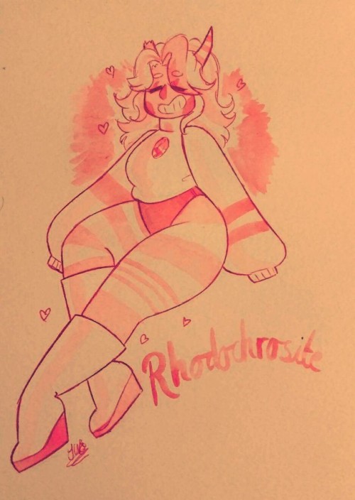 Before I begin Gemsona Week I should probably introduce you to Rhodochrosite! She’s the lazy, 