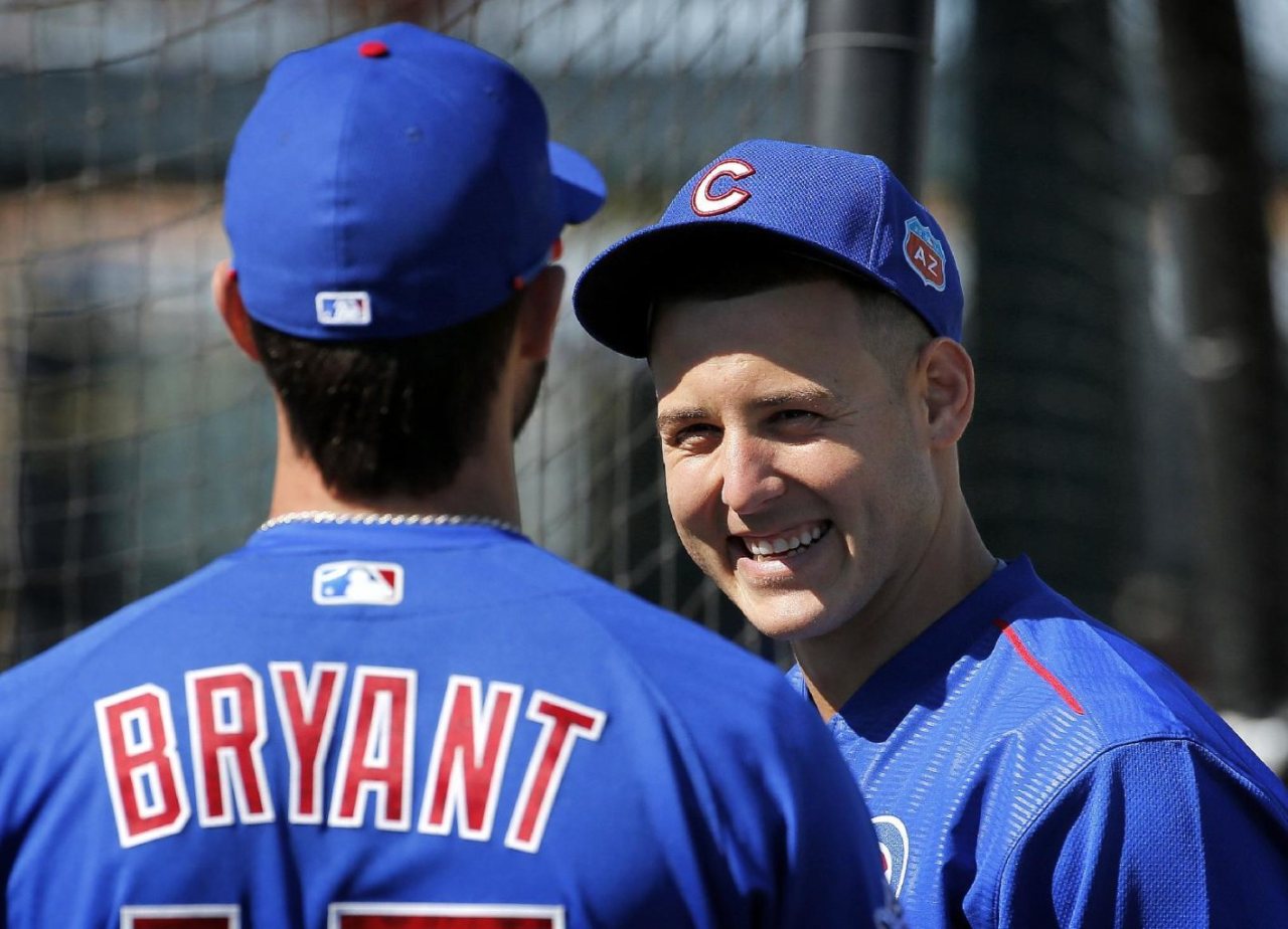gfbaseball:  Anthony Rizzo and Kris Bryant during spring training - February 24,