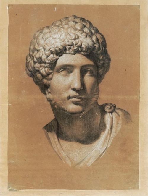 songesoleil:Portrait de l’empereur Hadrien.4ème quart 18ème siècle.Dessin.Musée Réattu, Arles, Franc