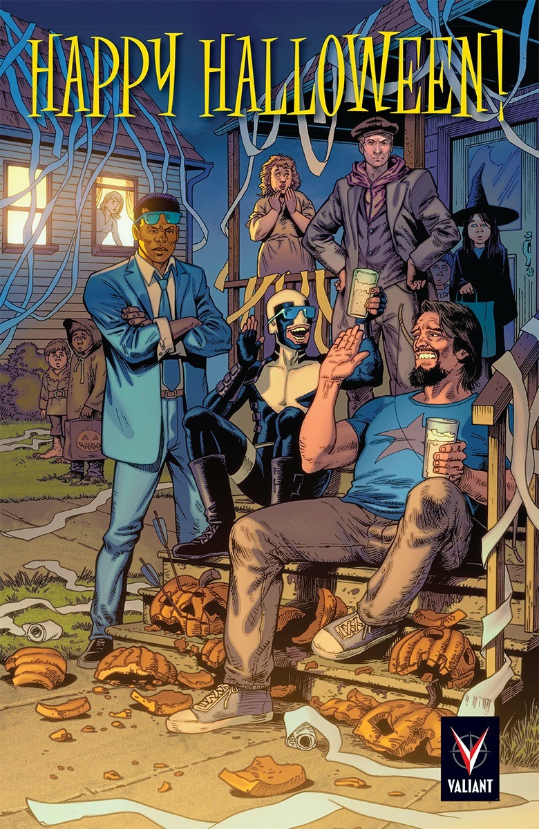 24 Hours of Halloween: Happy Halloween from Valiant by Val Mayerik
Art by Val Mayerik. Valaint wanted me to remind you that The (mis)adventures of Quantum and Woody and Archer and Armstrong continue in THE DELINQUENTS #4(of 4) – in stores November...