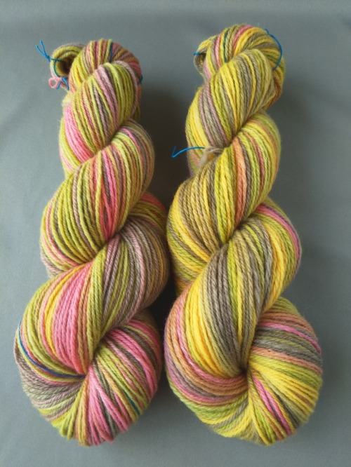 hand dyed and handspun by me 210 grams, 473 meters
