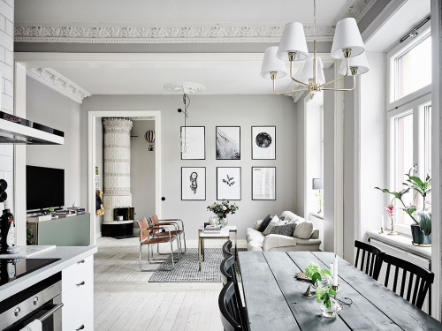 adorable-home: Lovely Swedish apartment with gray and silver tones via Entrance Fastighetsmäkle