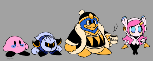 Older art of me drawing Kirby characters for the first time in eons, also with a dash of black.