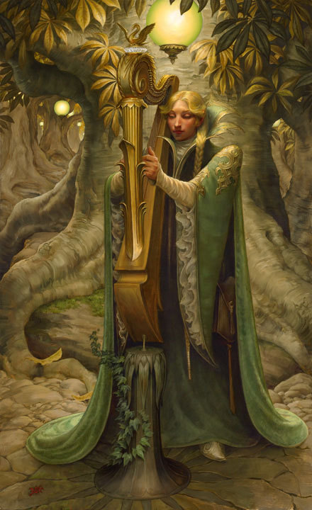 elvenforestworld:Galadriel’s Harp byStephen Hickman 