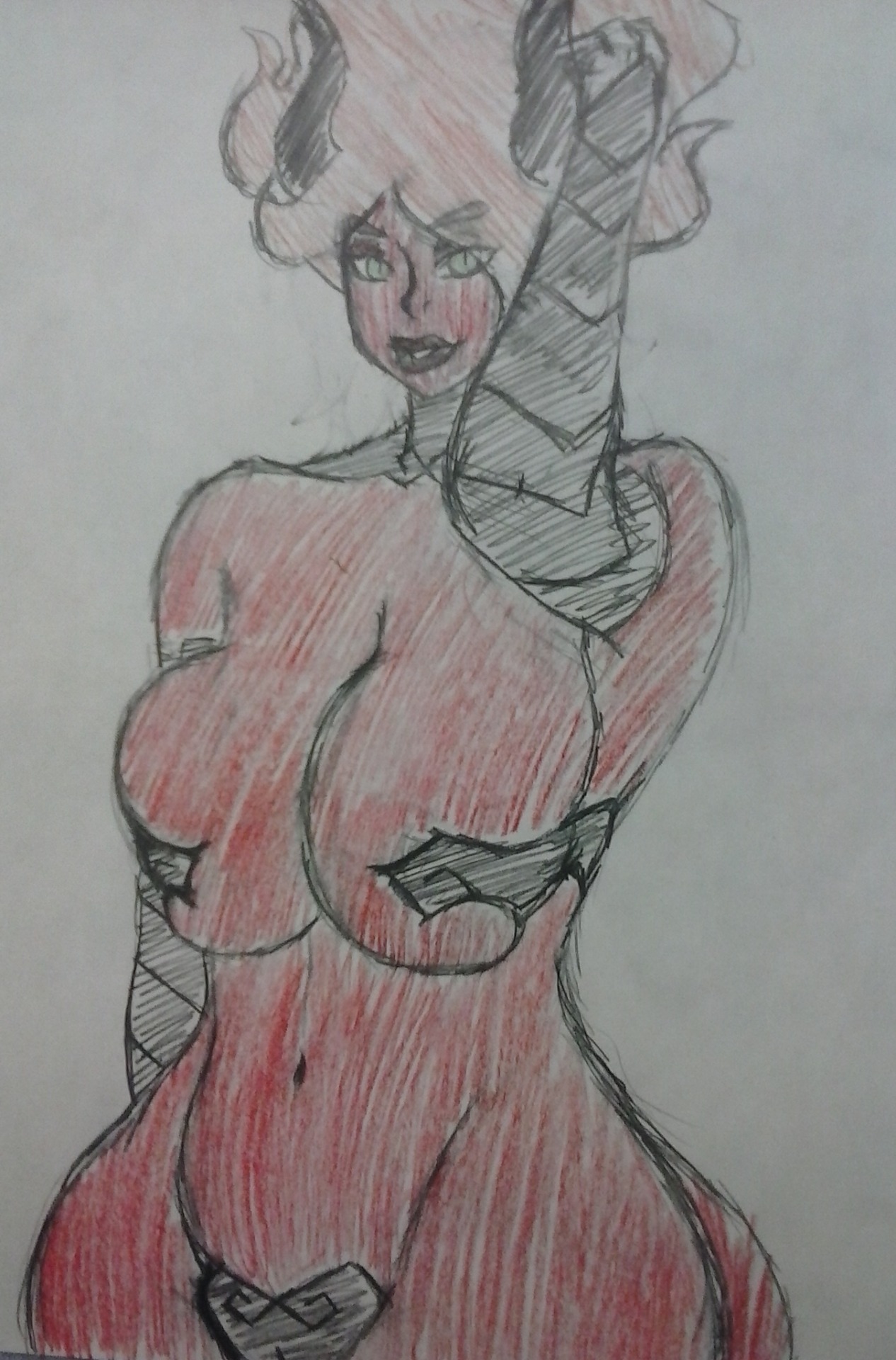 rmk178:  colored and flaming version of a Demonic Maria (and with horn since I forgot