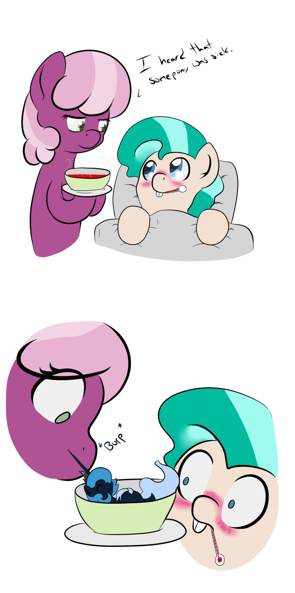 askseaponyluna:  Cheerilee: Well then…. Luna: *Ahhhh* Good Stuff. Cheerilee: Sooo…