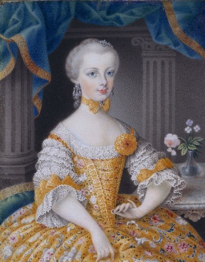 tiny-librarian:
“Miniature of Archduchess Maria Josepha of Austria. She holds a ring in her left hand, likely a reference to her impending marriage to Ferdinand IV of Naples. The Archduchess sadly died of smallpox on the day she was due to leave...