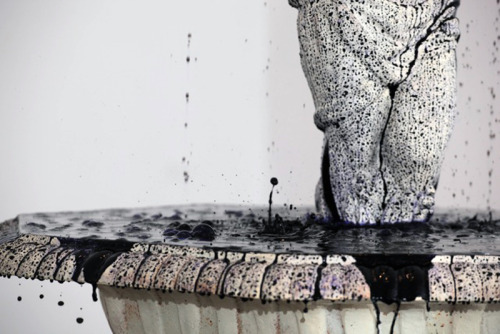 Su-Mei Tse - Many Spoken Words (2009) - Cast iron, black ink, steel, pump, plastic and stone.