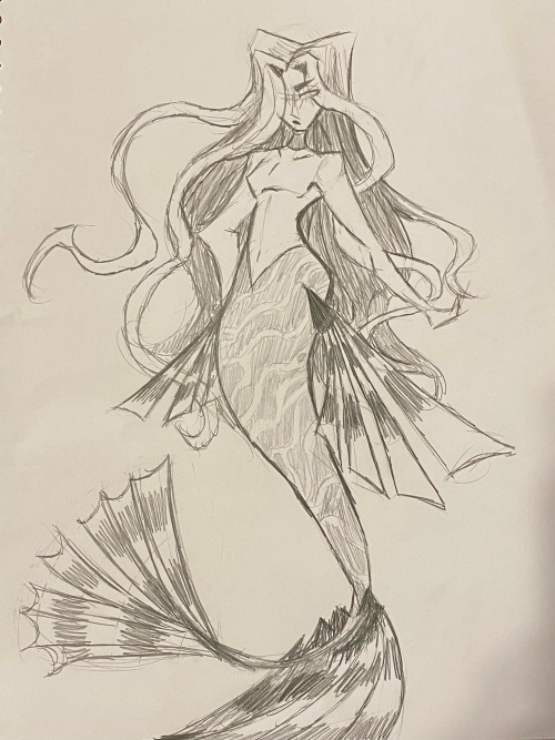 A Cool Lion Fish Mermaid Drawing I Made In My Sketchbook :)