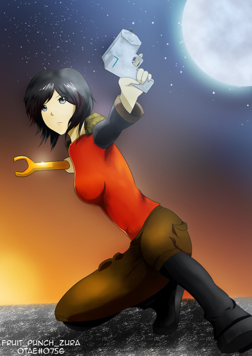 fruitpunchzura:Ruby dressed up as Robin from Iconoclasts, requested by Kuchenjaegar. I had fun drawi