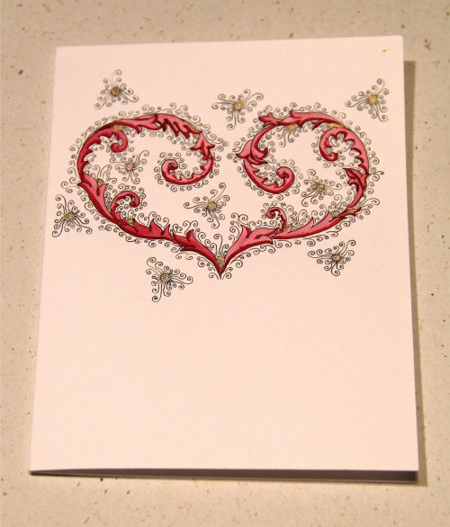 Custom hand drawn and painted card for a truly unique Valentines gift. Order now to give plenty of t