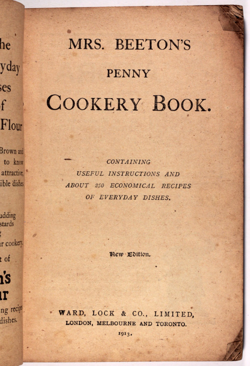 Mrs Beeton’s Penny Cookery Book New Edition 1913