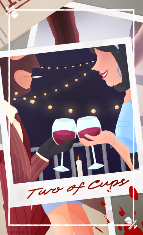 lumpybirdarts: my contribution to the @tf2tarotdeck, the Two of Cups feat SpyMa! with only one day t